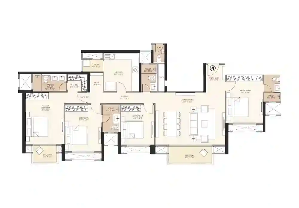 Floor Plan 4 BHK